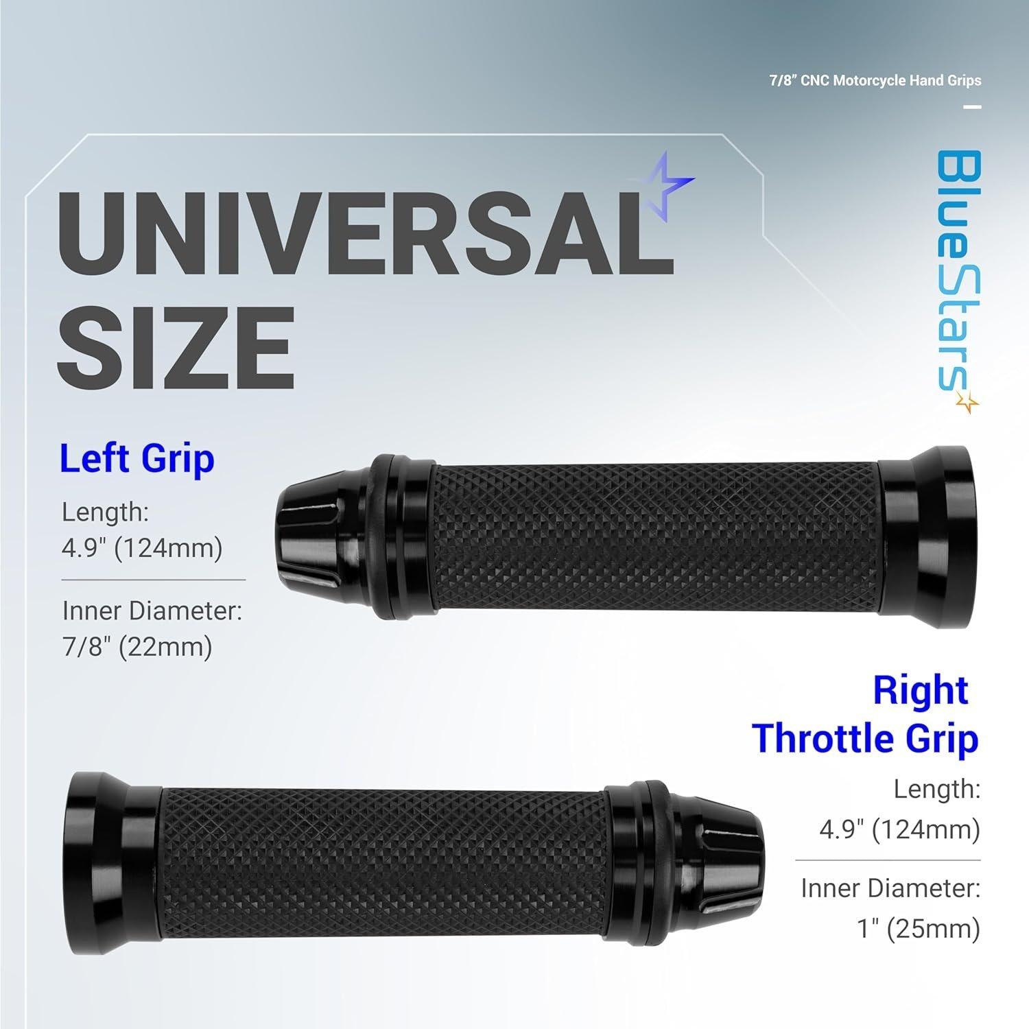 CNC Aluminum Rubber Motorcycle Hand Grips 7/8" Handlebars image 1