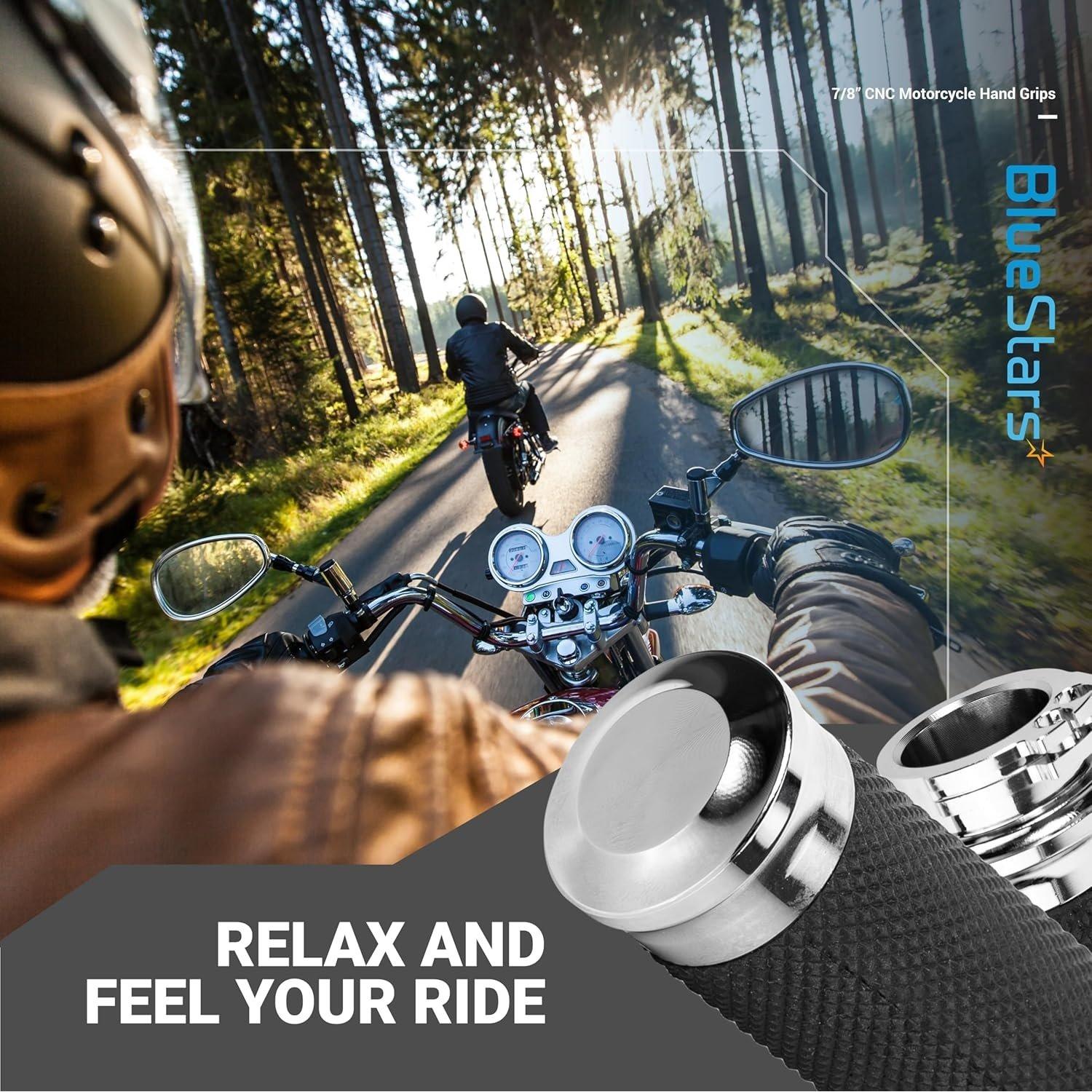 CNC Aluminum Rubber Motorcycle Hand Grips 7/8" Handlebars image 2