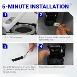 [Lifetime Warranty] WH08X32697 WH08X37938 Washer Door Lid Lock Switch - Replaces WH01X24114 WH01X26114 WH01X27954 WH08X31577 - For GE GTW465ASN1WW GTW460ASJ3WW GTW330ASK3WW GTW460ASJ2WW GTW220ACK1WW thumbnail 5