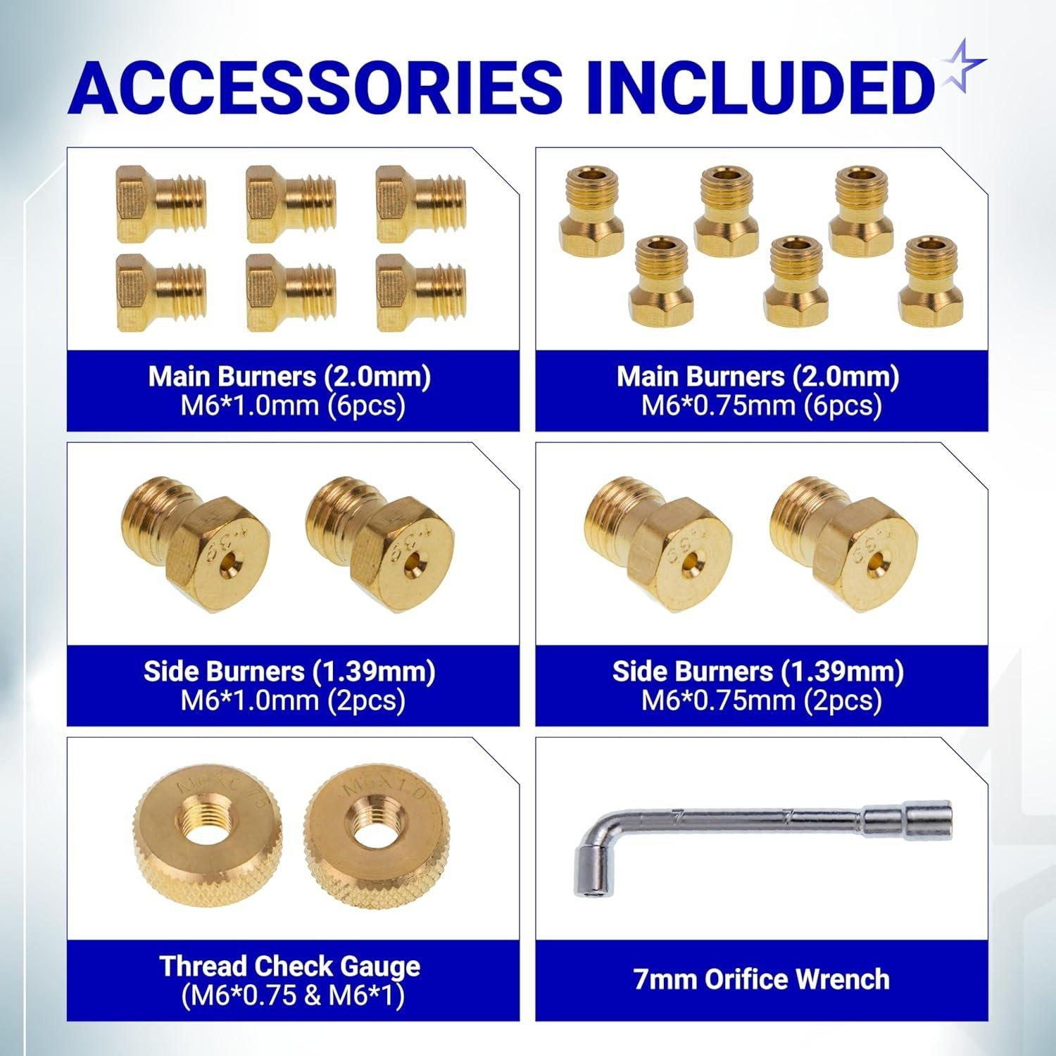 [Lifetime Warranty] 5249 Propane to Natural Gas Conversion Kit - Fit BlackStone 28" 36" Griddles, Tailgater, Rangetop Combo & Single Burner Rec Stove - 10FT 3/8" ID Natural Gas Hose & 3/8in Quick Connect image 1