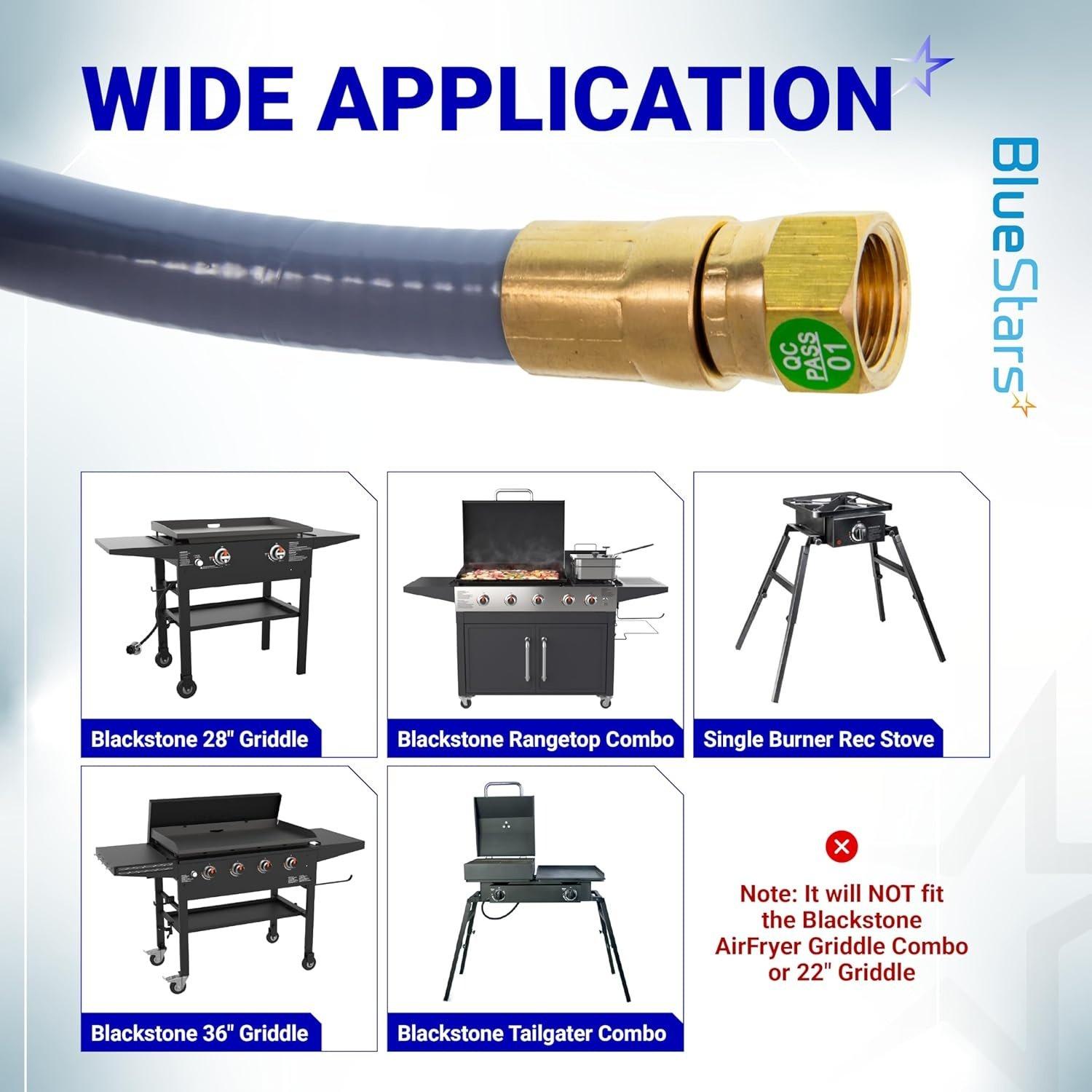 [Lifetime Warranty] 5249 Propane to Natural Gas Conversion Kit - Fit BlackStone 28" 36" Griddles, Tailgater, Rangetop Combo & Single Burner Rec Stove - 10FT 3/8" ID Natural Gas Hose & 3/8in Quick Connect image 6