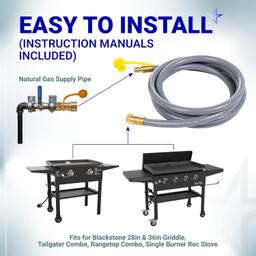 [Lifetime Warranty] 5249 Propane to Natural Gas Conversion Kit - Fit BlackStone 28" 36" Griddles, Tailgater, Rangetop Combo & Single Burner Rec Stove - 10FT 3/8" ID Natural Gas Hose & 3/8in Quick Connect thumbnail 8