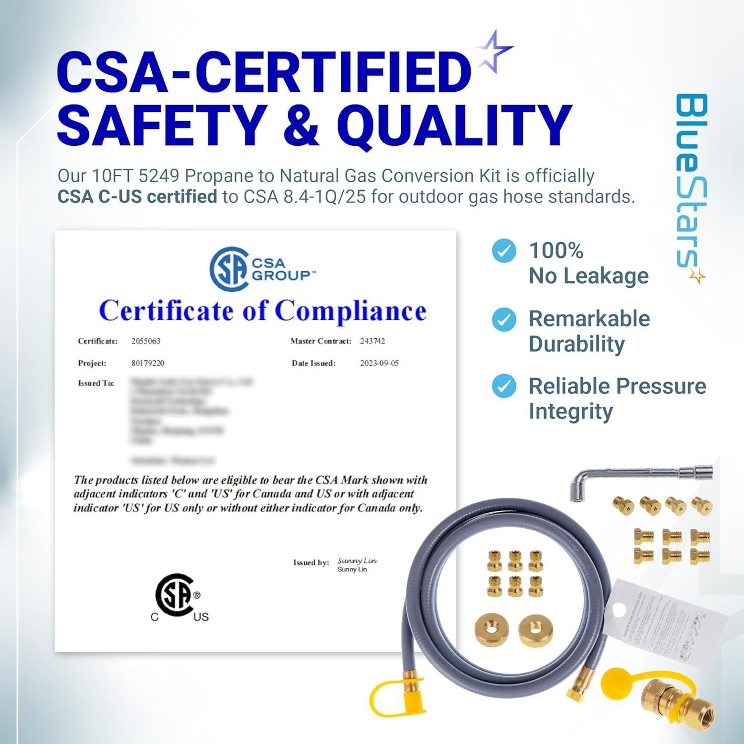 [Lifetime Warranty] 5249 Propane to Natural Gas Conversion Kit - Fit BlackStone 28" 36" Griddles, Tailgater, Rangetop Combo & Single Burner Rec Stove - 10FT 3/8" ID Natural Gas Hose & 3/8in Quick Connect image 7