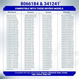 [Lifetime Warranty] 8066184 Dryer Motor Pulley 341241 Dryer Drum Belt - Compatible with Whirlpool Maytag Kenmore - Replaces PS11744884 W10290525 WP8066184VP AP6011686 LER4634EQ2 LEQ8000KQ0 MEDC215EW1 thumbnail 8