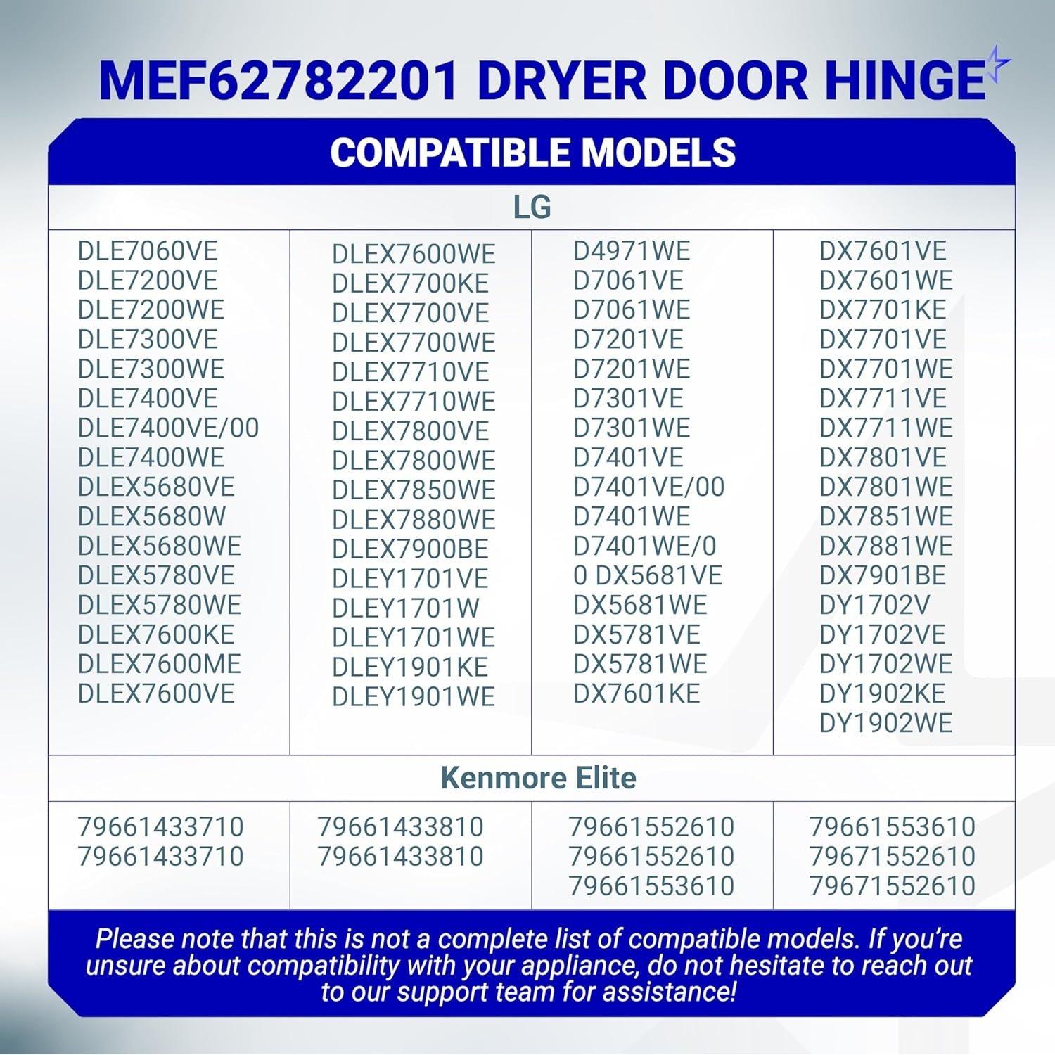 [Lifetime Warranty] MEF62782201 Clothes Dryer Door Hinge - Compatible with LG Kenmore Elite Dryer - Replaces PS11711929 AP5978786 3288328 EAP11711929 image 8