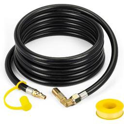 [Lifetime Warranty] 12FT RV Quick Connect Propane Hose with Elbow Adapter For RV to Grill  - Low Pressure Quick Connect Hose For 17" & 22" Blackstone Grills/Griddles thumbnail 0