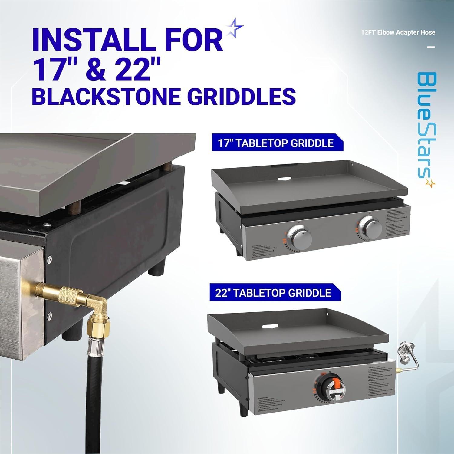 [Lifetime Warranty] 12FT RV Quick Connect Propane Hose with Elbow Adapter For RV to Grill  - Low Pressure Quick Connect Hose For 17" & 22" Blackstone Grills/Griddles image 4