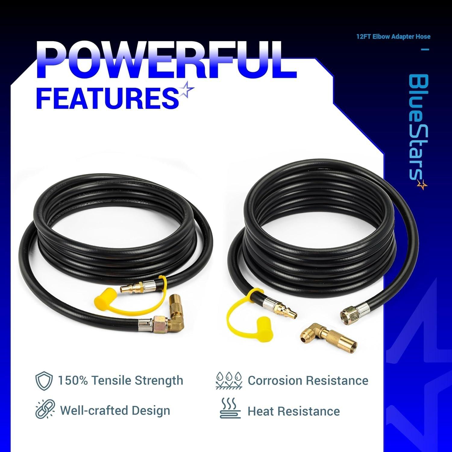 [Lifetime Warranty] 12FT RV Quick Connect Propane Hose with Elbow Adapter For RV to Grill  - Low Pressure Quick Connect Hose For 17" & 22" Blackstone Grills/Griddles image 5