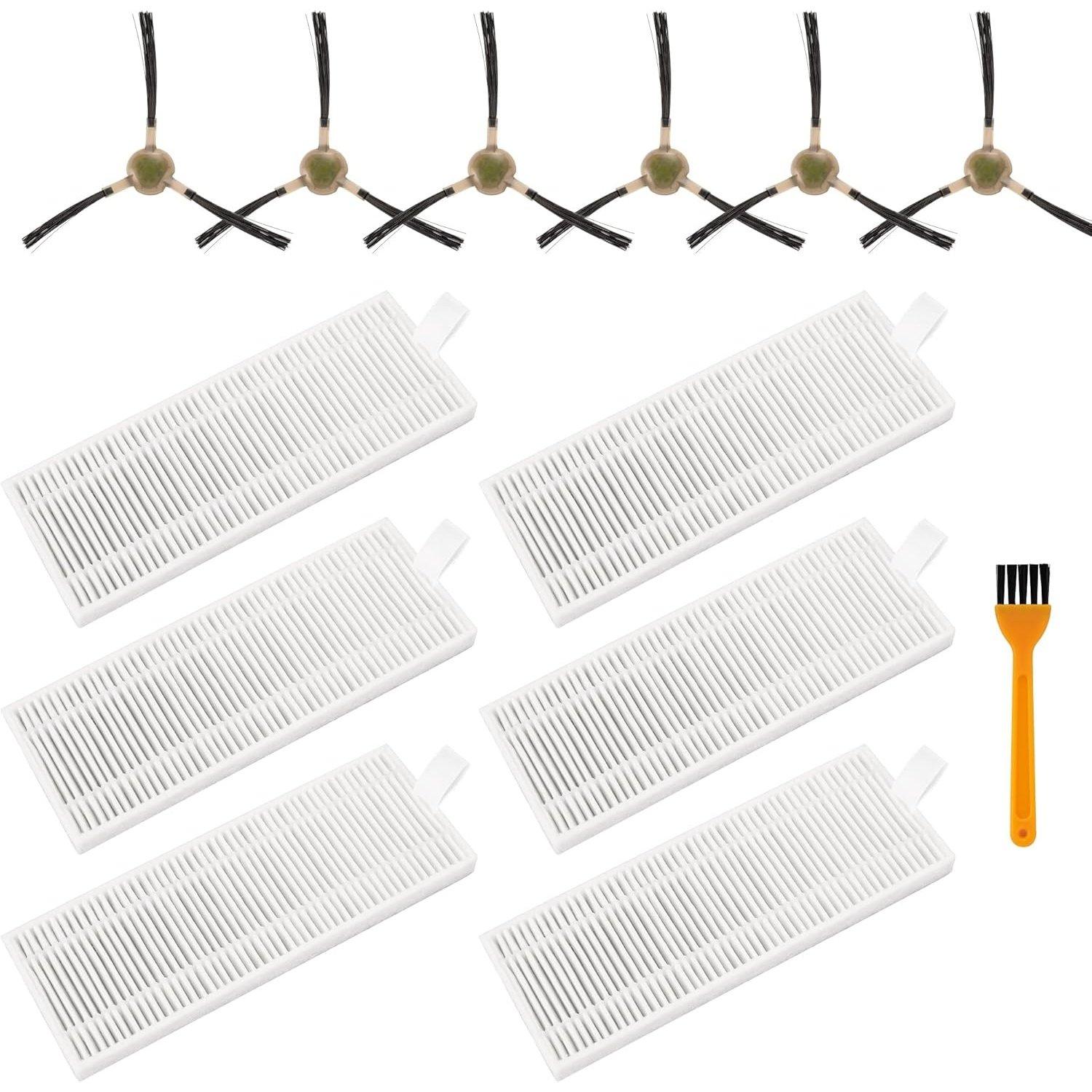 [Lifetime Warranty] Replacement Parts Kit for OKP Life K2 K3 K3A K4 K5 and Lefant M210 M210S M210B M213 Robot Vacuum Cleaner - 6 Side Sweep Edge Brush, 6 HEPA Filter + Extra Cleaning Tool image 0
