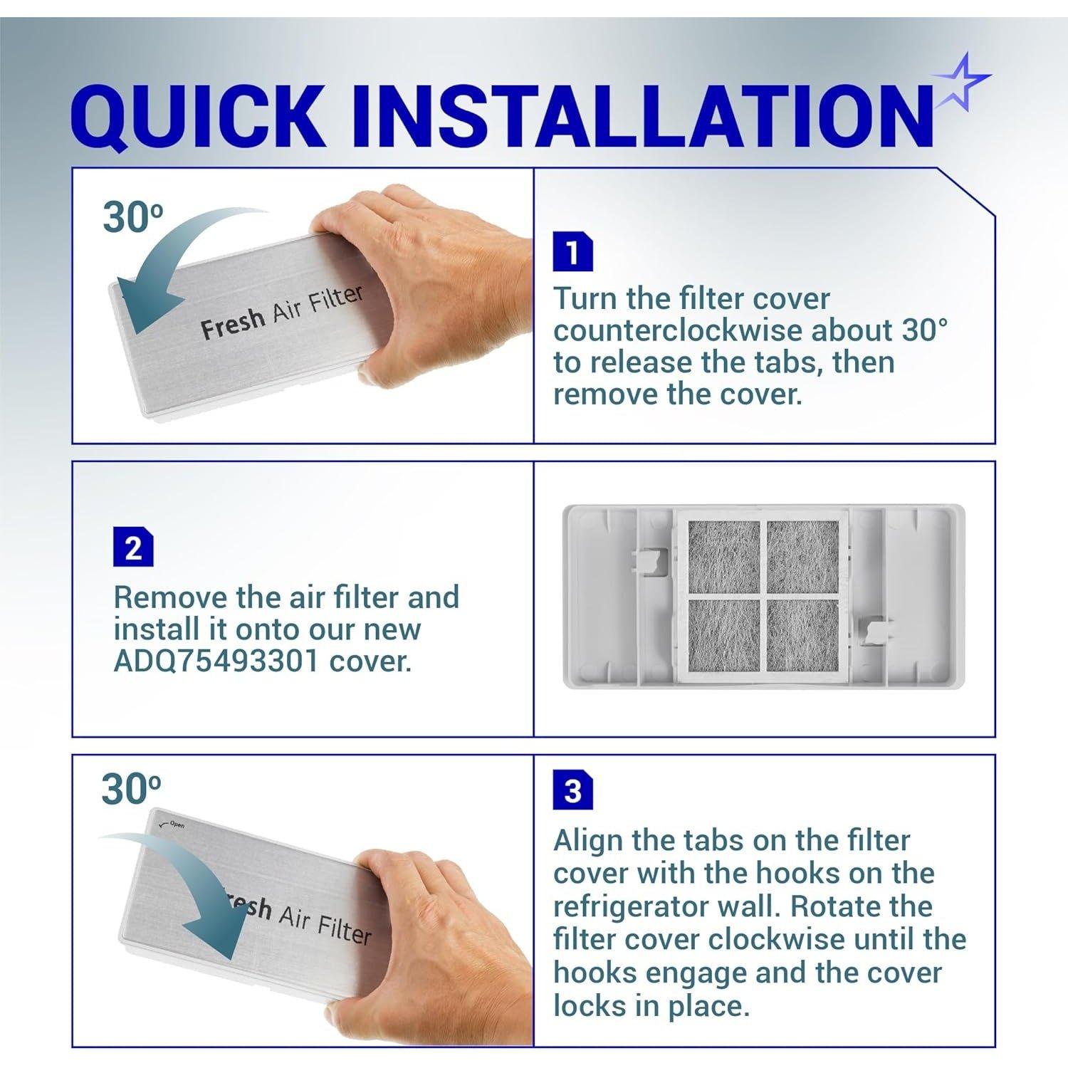 [Lifetime Warranty] ADQ75493301 Refrigerator Air Filter Cover - Compatible with LG Refrigerator LRMVS3006S LRMDS3006S LRMVC2306S LRMDC2306D LRFVC2406S LRFDS3016S LRMDS3006D LRFDS3016D LFXS26596S image 4