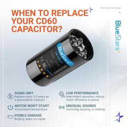 [Lifetime Warranty] 108-130 uF MFD 110-125 VAC ±20% 50/60 Hz CD60 Round Start Capacitor - Fits Pool Pump, Well Pump thumbnail 3