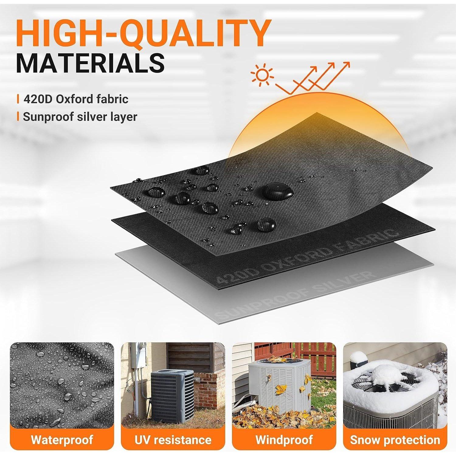 [Lifetime Warranty] 24"x24"x30" Central Air Conditioner Covers for Outside Unit - Waterproof & Windproof Outdoor AC Units Cover For Winter (Black) image 5