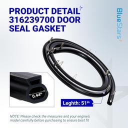 [Lifetime Warranty] 316239700 Range Oven Door Seal Gasket 50.45" with 12 Mounting Clips - Compatible with Frigidaire Kenmore Oven FEF303BWA FEF303CWA - Replaces 833130 AP2126661 AH440011 EA440011 PS440011 thumbnail 2