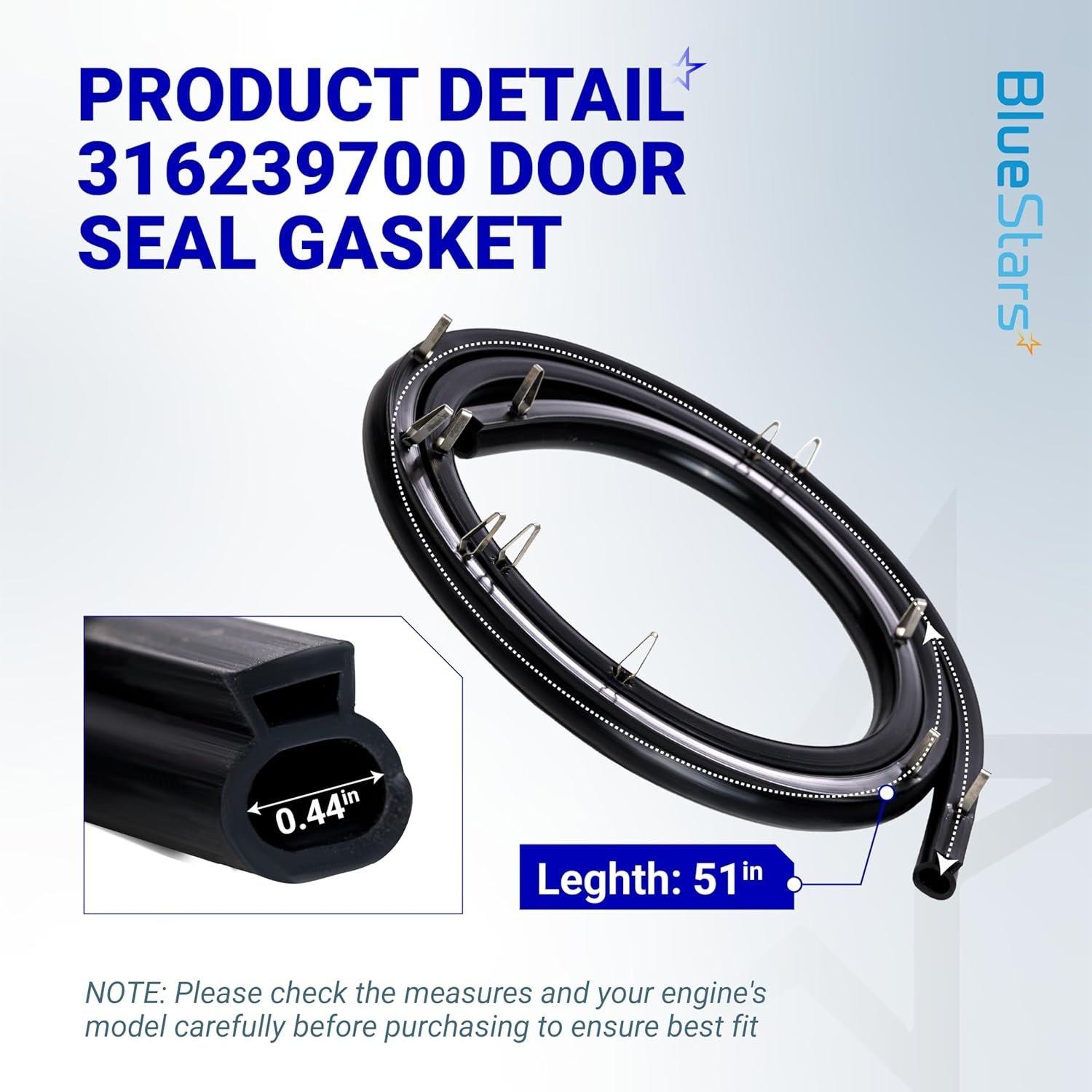 [Lifetime Warranty] 316239700 Range Oven Door Seal Gasket 50.45" with 12 Mounting Clips - Compatible with Frigidaire Kenmore Oven FEF303BWA FEF303CWA - Replaces 833130 AP2126661 AH440011 EA440011 PS440011 image 2