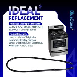[Lifetime Warranty] 316239700 Range Oven Door Seal Gasket 50.45" with 12 Mounting Clips - Compatible with Frigidaire Kenmore Oven FEF303BWA FEF303CWA - Replaces 833130 AP2126661 AH440011 EA440011 PS440011 thumbnail 5