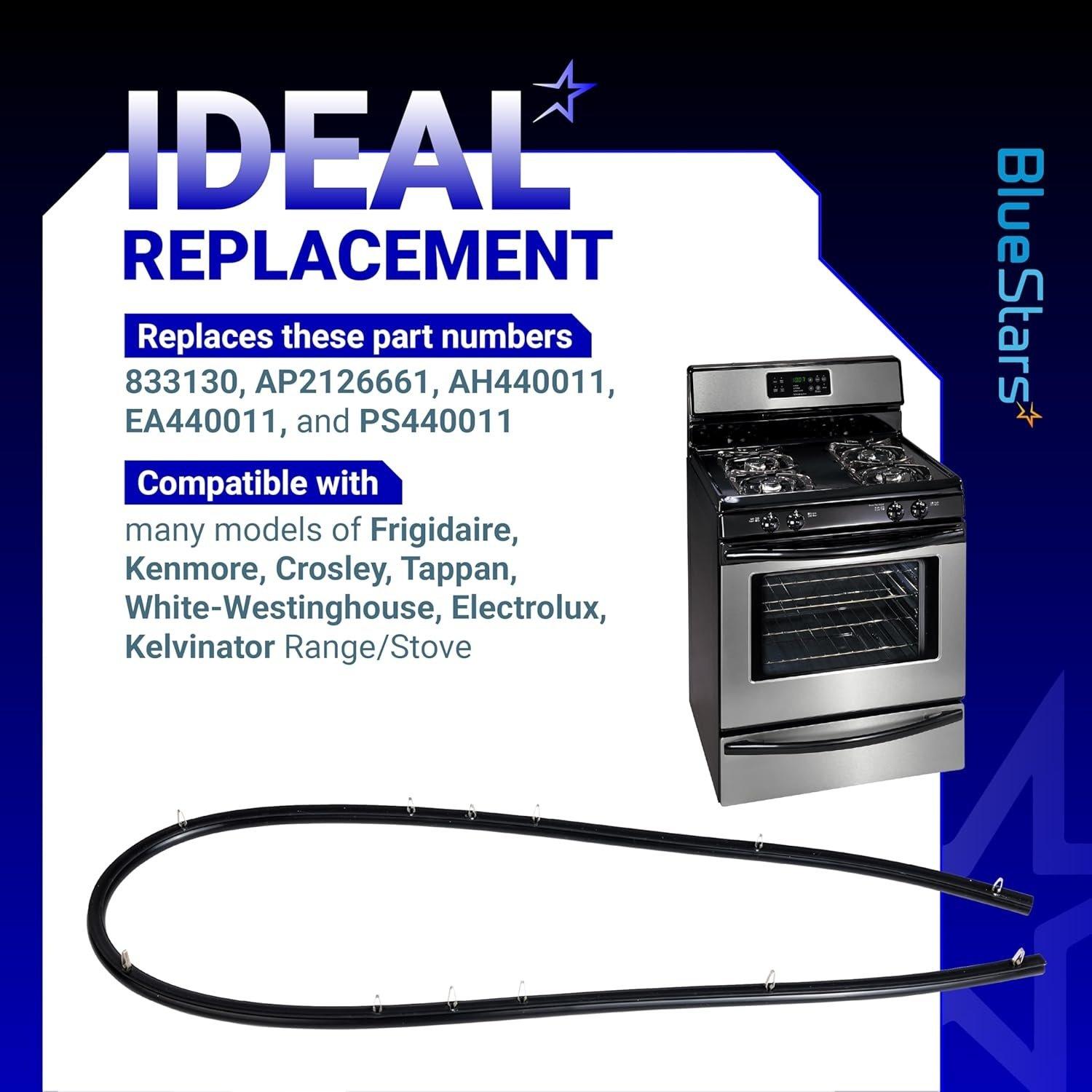 [Lifetime Warranty] 316239700 Range Oven Door Seal Gasket 50.45" with 12 Mounting Clips - Compatible with Frigidaire Kenmore Oven FEF303BWA FEF303CWA - Replaces 833130 AP2126661 AH440011 EA440011 PS440011 image 5
