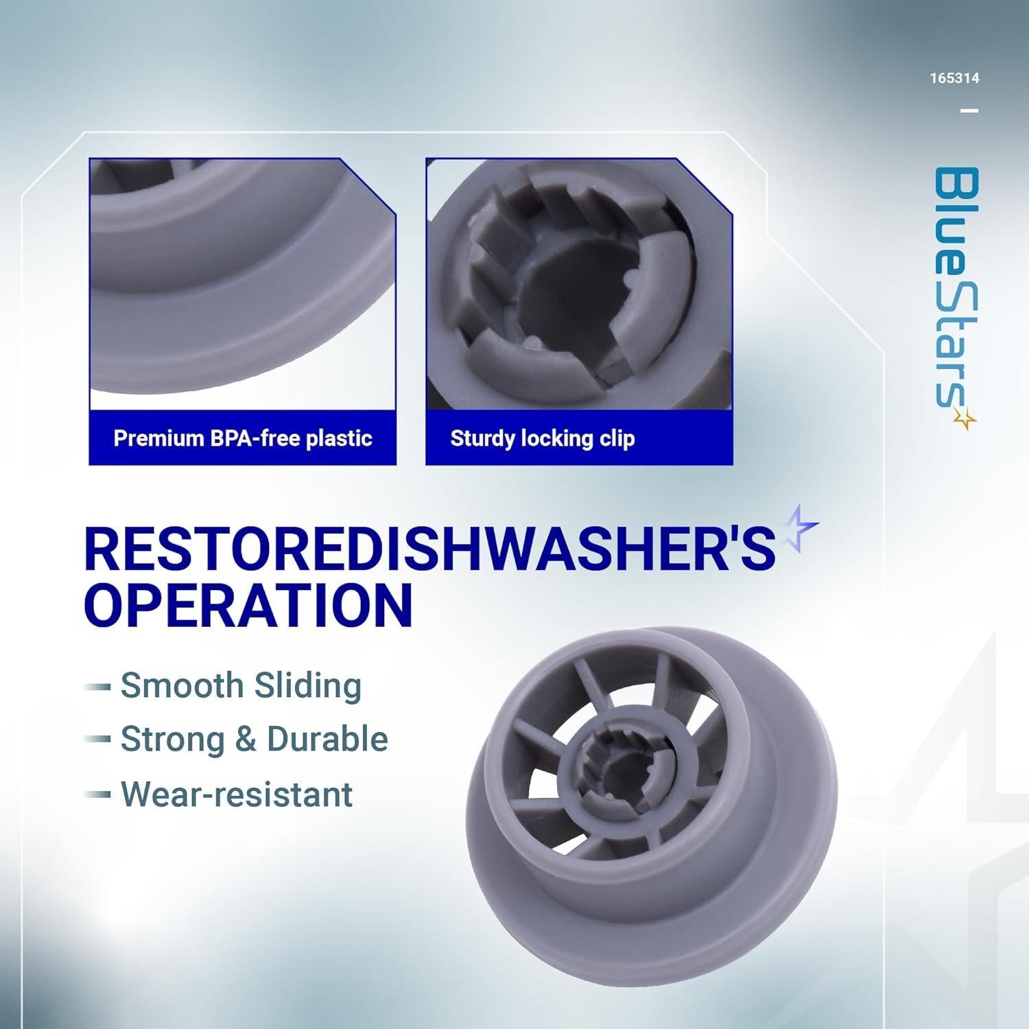 [Lifetime Warranty] 165314 Dishwasher Lower Rack Wheel - Compatible for Bosch & Kenmore Dishwashers - Replaces 420198 423232 AP2802428 PS8697067 - Pack of 8 image 4