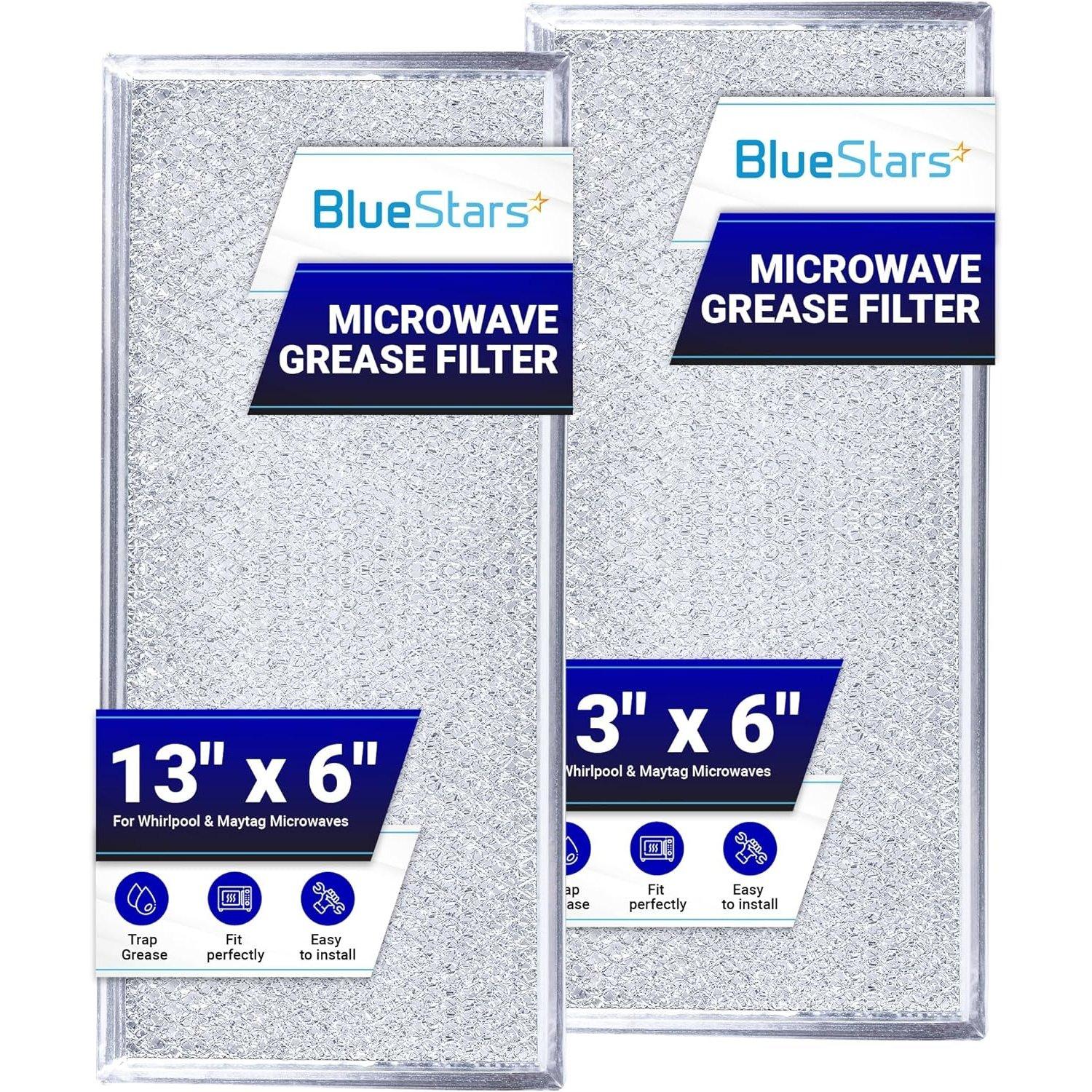 [Lifetime Warranty] W10208631A Microwave Grease Filter Replacement 5.78" x 12.91" Aluminum Mesh Screen Grease Filters - Compatible with Whirlpool GE Microwaves - Pack of 2 image 0