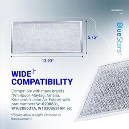 [Lifetime Warranty] W10208631A Microwave Grease Filter Replacement 5.78" x 12.91" Aluminum Mesh Screen Grease Filters - Compatible with Whirlpool GE Microwaves - Pack of 2 thumbnail 2