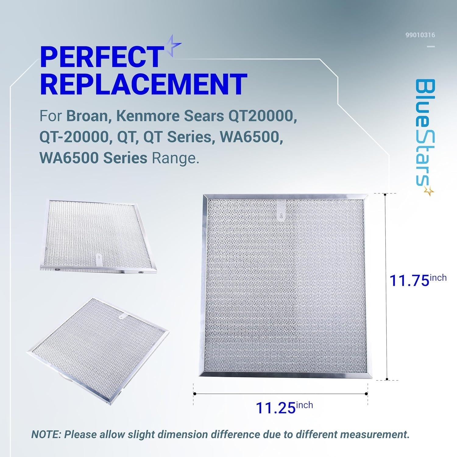 [Lifetime Warranty] 99010316 Range Hood Grease Filter 11 1/4" x 11 3/4" x 3/8" - Compatible with Broan Kenmore Sears QT20000 Series - Replaces S99010316 WA65AF 990721400A - Pack of 2 image 5