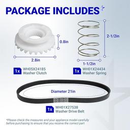[Lifetime Warranty] WH01X27538 Washer Drive Belt & WH05X24185 Washing Machine Clutch & WH01X24434 Washer Spring - for GE Hotpoint Clothes Washer - Replaces 4588013 AP5993402 PS11729473 EAP11729473 thumbnail 3