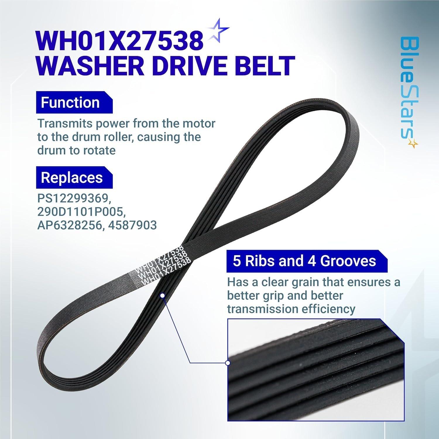 [Lifetime Warranty] WH01X27538 Washer Drive Belt & WH05X24185 Washing Machine Clutch & WH01X24434 Washer Spring - for GE Hotpoint Clothes Washer - Replaces 4588013 AP5993402 PS11729473 EAP11729473 image 4