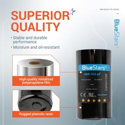 [Lifetime Warranty] 460-552 uF MFD 110-125 VAC CD60 50/60 Hz Round Motor Start Capacitor - Fits AC Motor Run, Fan Start, Heat Pump thumbnail 3