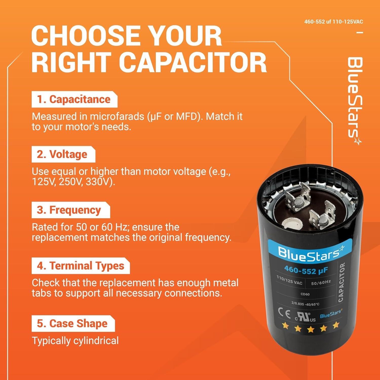 [Lifetime Warranty] 460-552 uF MFD 110-125 VAC CD60 50/60 Hz Round Motor Start Capacitor - Fits AC Motor Run, Fan Start, Heat Pump image 1