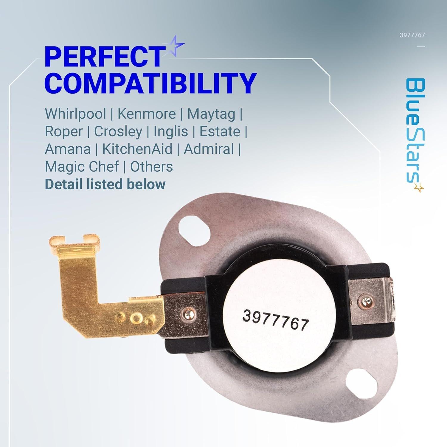 [Lifetime Warranty] 3977767 Dryer Thermostat Replacement - Compatible with Whirlpool & Kenmore Dryers - Replaces 3399693 WP3977767 WP3977767VP - Pack of 6 image 3