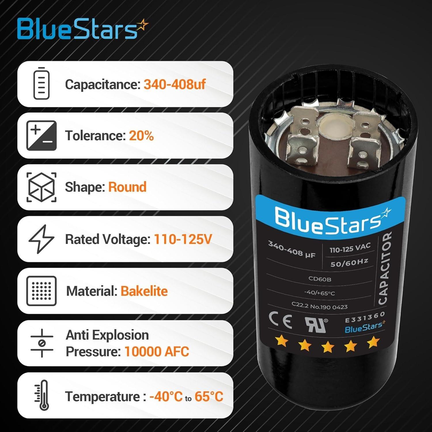 [Lifetime Warranty] 340-408 uF MFD 110-125 VAC ±20% Round Start Capacitor 50/60 Hz - Fits Single-Phase Motors, Gear Motors - Pack of 2 image 5