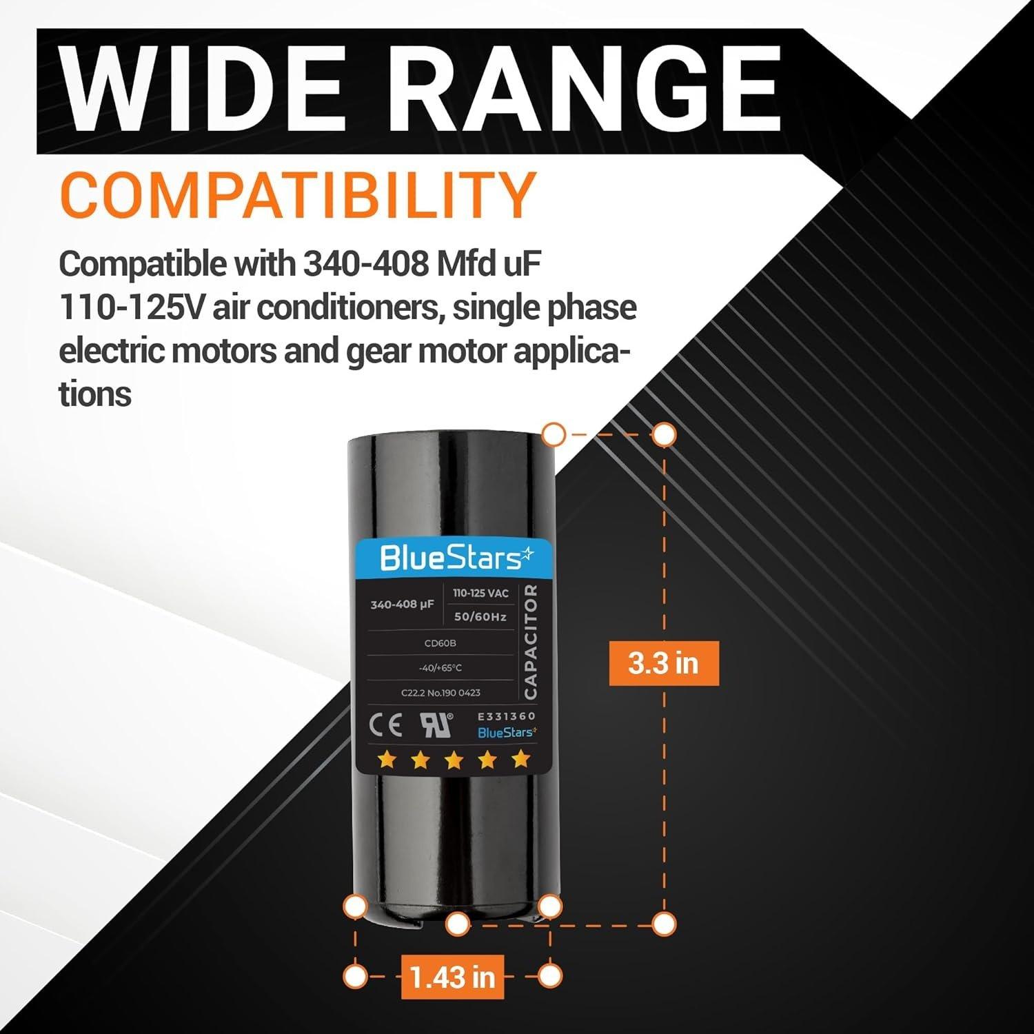 [Lifetime Warranty] 340-408 uF MFD 110-125 VAC ±20% Round Start Capacitor 50/60 Hz - Fits Single-Phase Motors, Gear Motors - Pack of 2 image 6