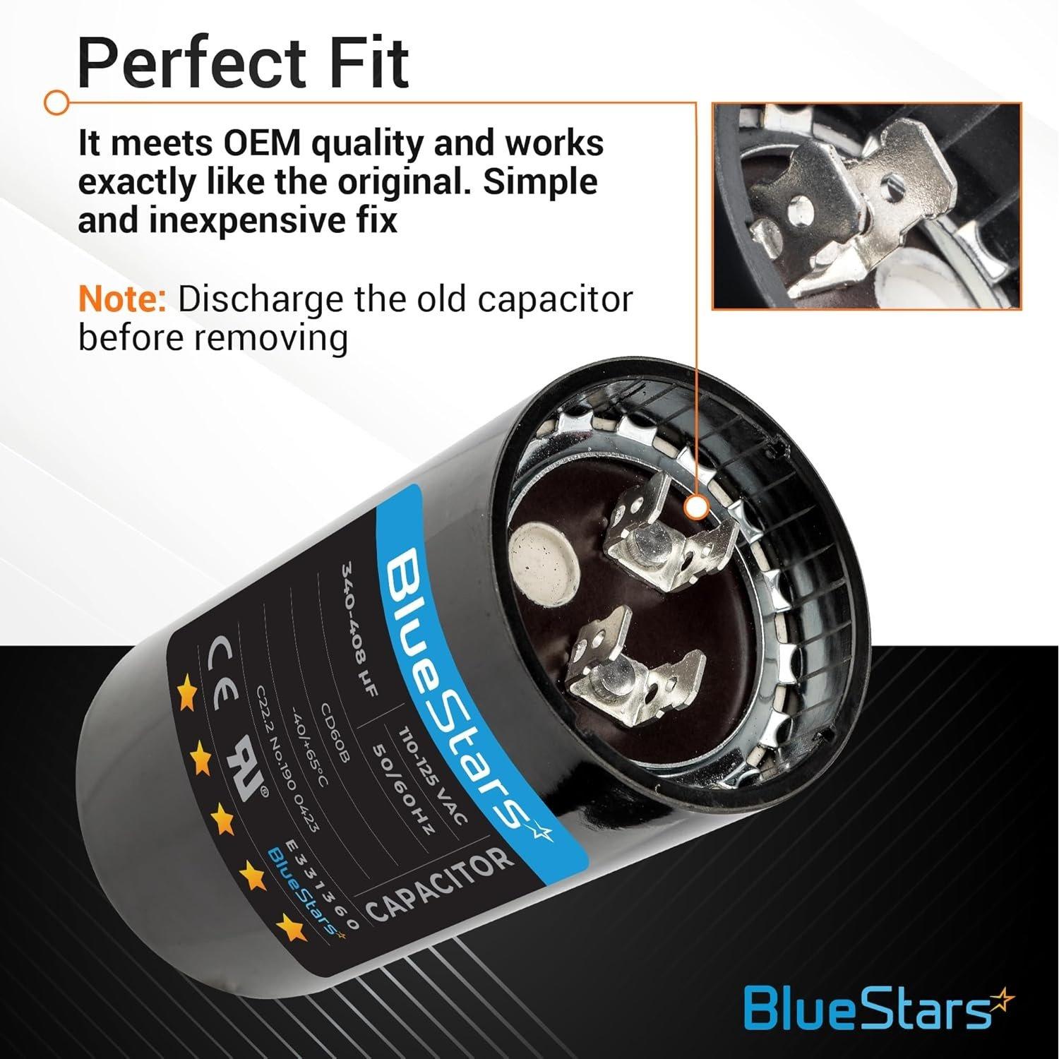 [Lifetime Warranty] 340-408 uF MFD 110-125 VAC ±20% Round Start Capacitor 50/60 Hz - Fits Single-Phase Motors, Gear Motors - Pack of 2 image 4