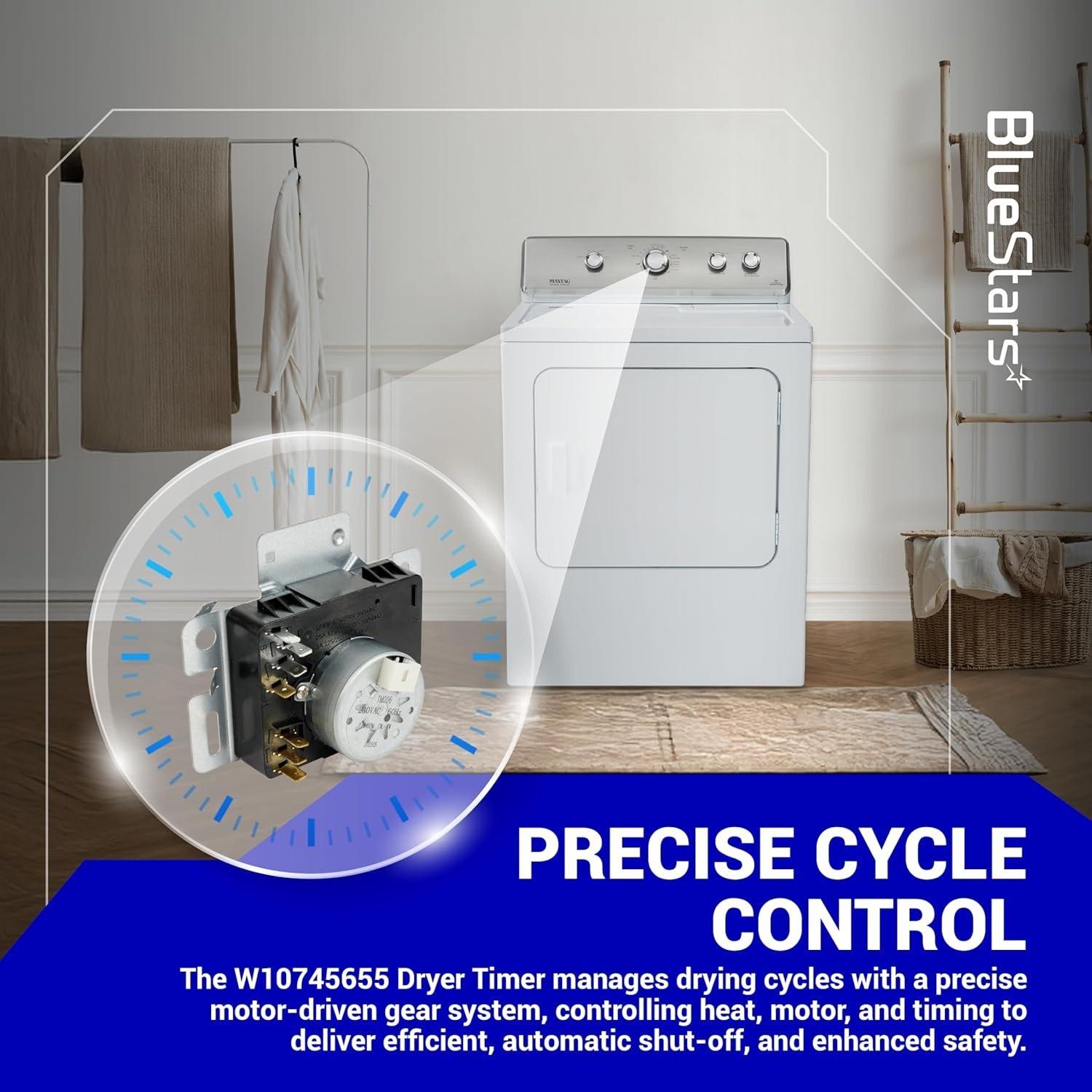 [Lifetime Warranty] W10745655 Dryer Timer - Compatible with Maytag Whirlpool Crosley Amana 230VAC 60Hz Dryer Models YNED4655EW1 4KWED4605FW0 - Replaces W10857612 W10436308 AP6003908 image 2