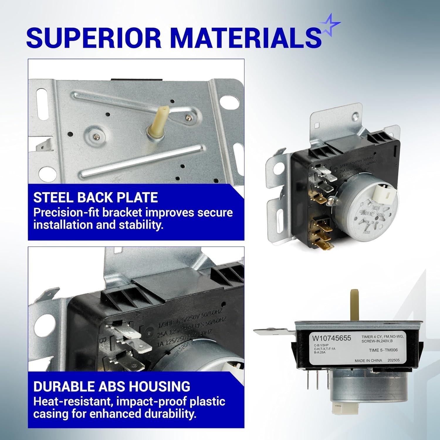 [Lifetime Warranty] W10745655 Dryer Timer - Compatible with Maytag Whirlpool Crosley Amana 230VAC 60Hz Dryer Models YNED4655EW1 4KWED4605FW0 - Replaces W10857612 W10436308 AP6003908 image 6