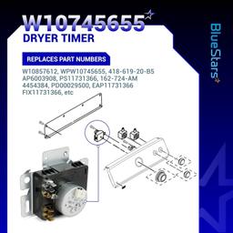 [Lifetime Warranty] W10745655 Dryer Timer - Compatible with Maytag Whirlpool Crosley Amana 230VAC 60Hz Dryer Models YNED4655EW1 4KWED4605FW0 - Replaces W10857612 W10436308 AP6003908 thumbnail 7