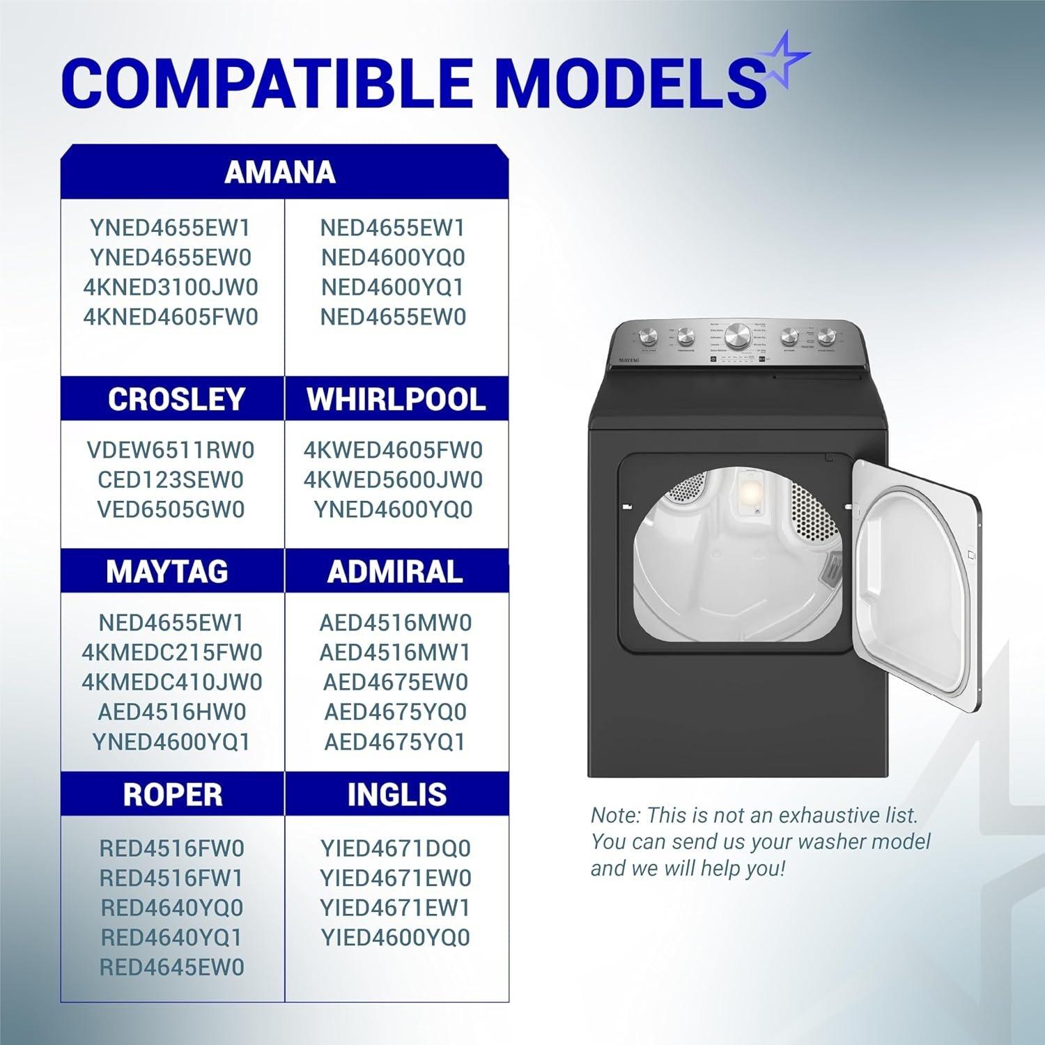 [Lifetime Warranty] W10745655 Dryer Timer - Compatible with Maytag Whirlpool Crosley Amana 230VAC 60Hz Dryer Models YNED4655EW1 4KWED4605FW0 - Replaces W10857612 W10436308 AP6003908 image 8