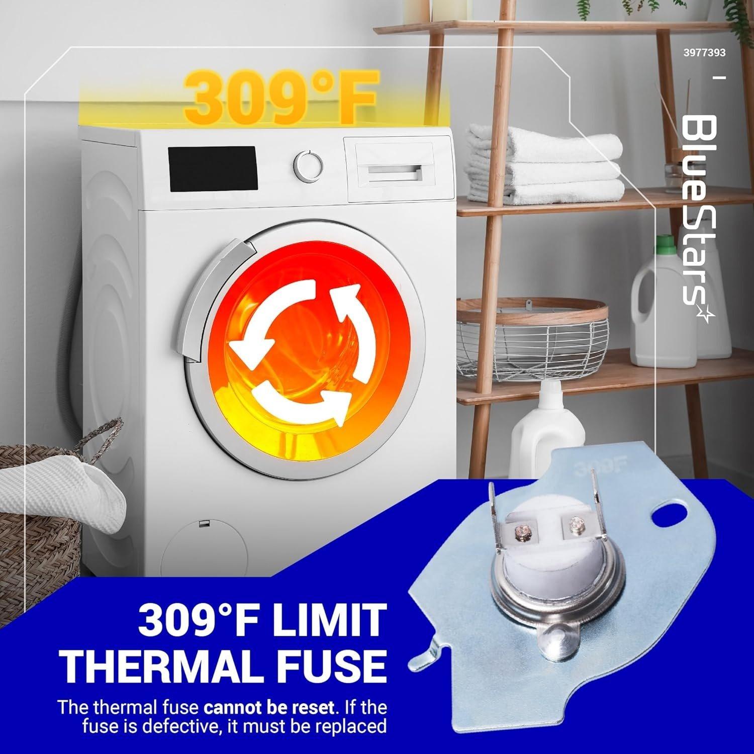 [Lifetime Warranty] 3977393 Dryer Thermal Fuse - Compatible with Whirlpool Maytag Roper Kenmore KitchenAid Dryers - Replaces 279816VP 2651 3399848 AP3094244 PS334299 EAP334299 - Pack of 4 image 6