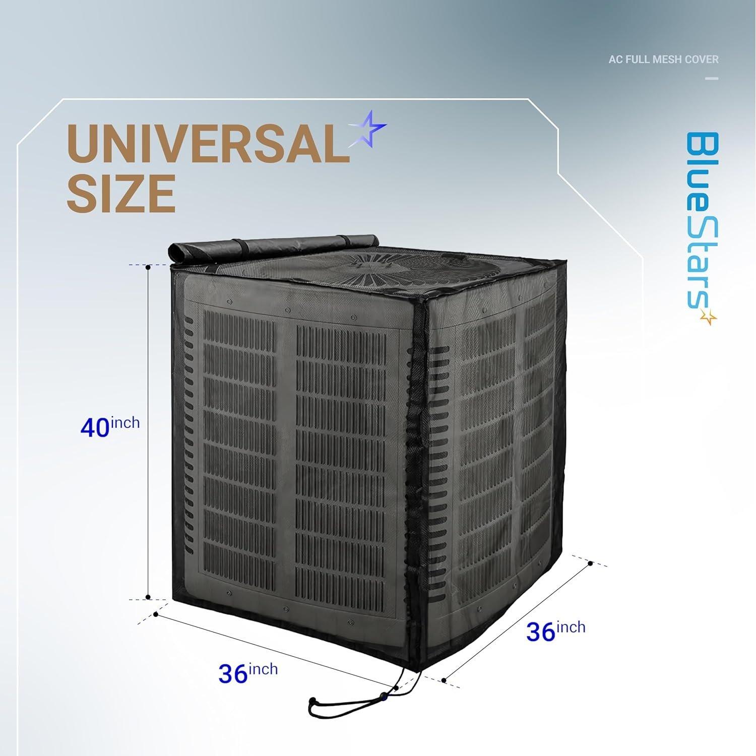 [Lifetime Warranty] 2 in 1 Central Air Conditioner Cover for Outside Units 36"x36"x40" - Full Mesh Design & Detachable Waterproof Top AC Cover image 2