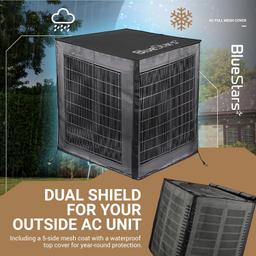 [Lifetime Warranty] 2 in 1 Central Air Conditioner Cover for Outside Units 36"x36"x40" - Full Mesh Design & Detachable Waterproof Top AC Cover thumbnail 6