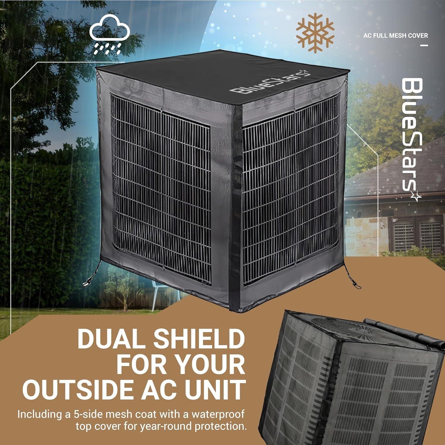 [Lifetime Warranty] 2 in 1 Central Air Conditioner Cover for Outside Units 36"x36"x40" - Full Mesh Design & Detachable Waterproof Top AC Cover image 6
