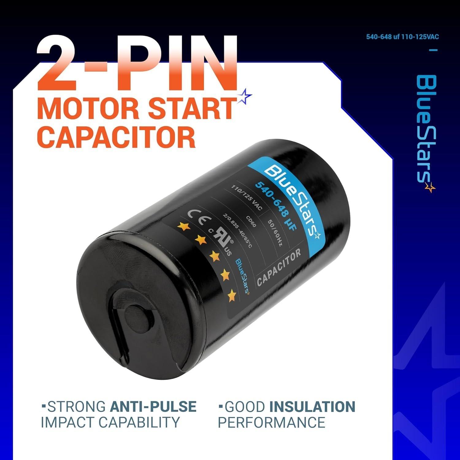 [Lifetime Warranty] 540-648 uF MFD 110-125 VAC ±20% CD60 Round Start Capacitor - Fits OEM Single Phase Motor, Heat Pump image 3