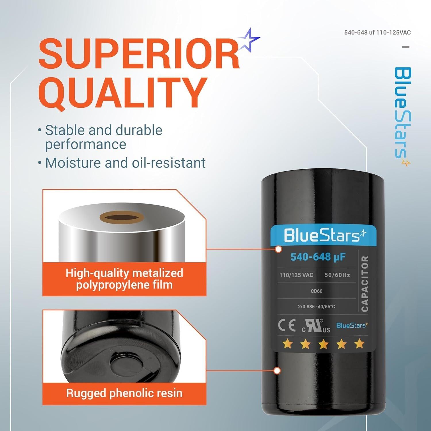 [Lifetime Warranty] 540-648 uF MFD 110-125 VAC ±20% CD60 Round Start Capacitor - Fits OEM Single Phase Motor, Heat Pump image 4