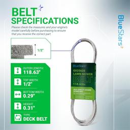 [Lifetime Warranty] GX25628 Deck Belt - 0.5'' x 118.63'' thumbnail 5