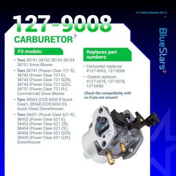 [Lifetime Warranty] 38744 127-9008 Carburetor Compatible with Toro Power Clear thumbnail 3