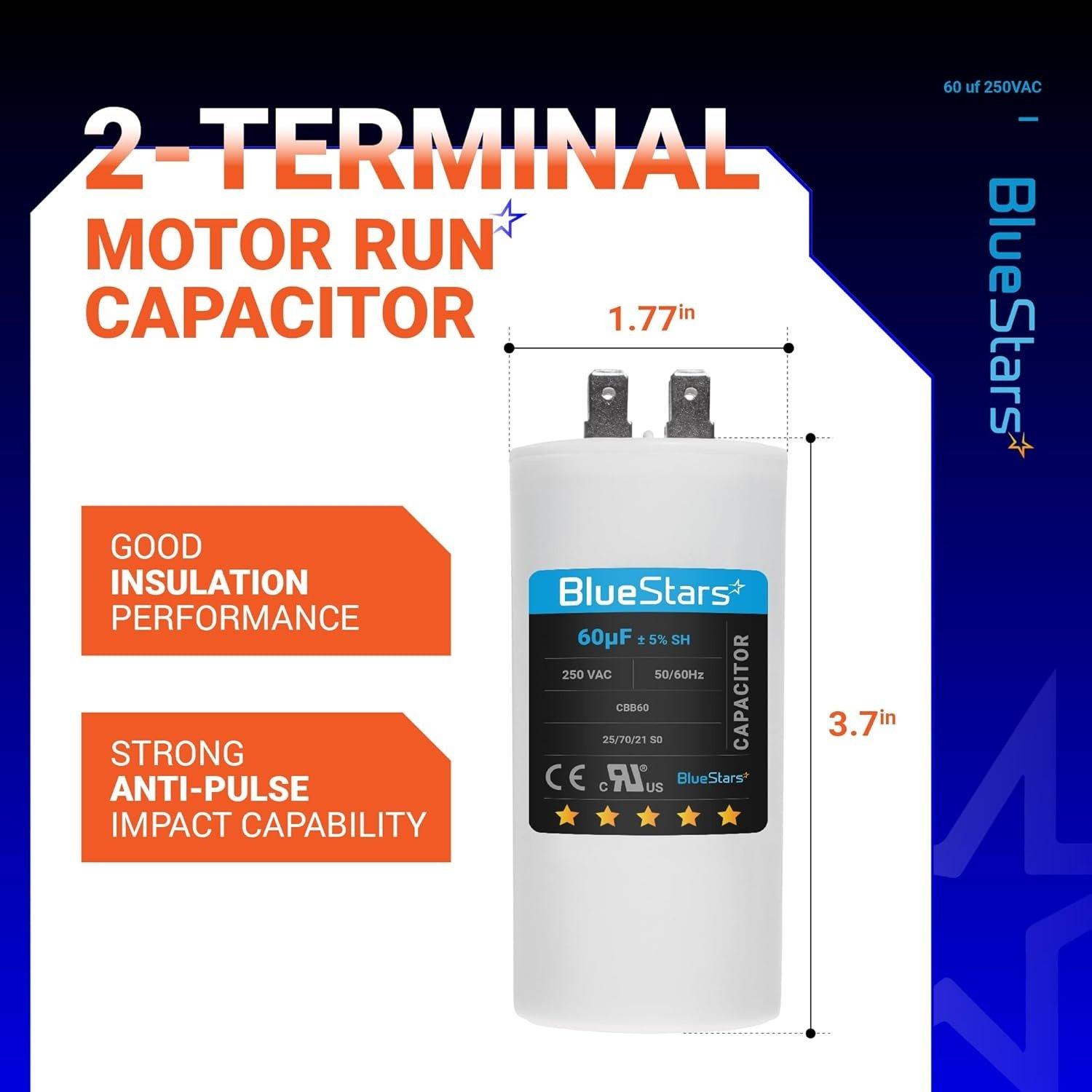[Lifetime Warranty] [UL Listed] CBB60 60 uF MFD Â±5% 250 VAC 50/60 Hz Round Run Start Capacitor - Fits Air Conditioner, Heat Pump, Pool Pump image 8