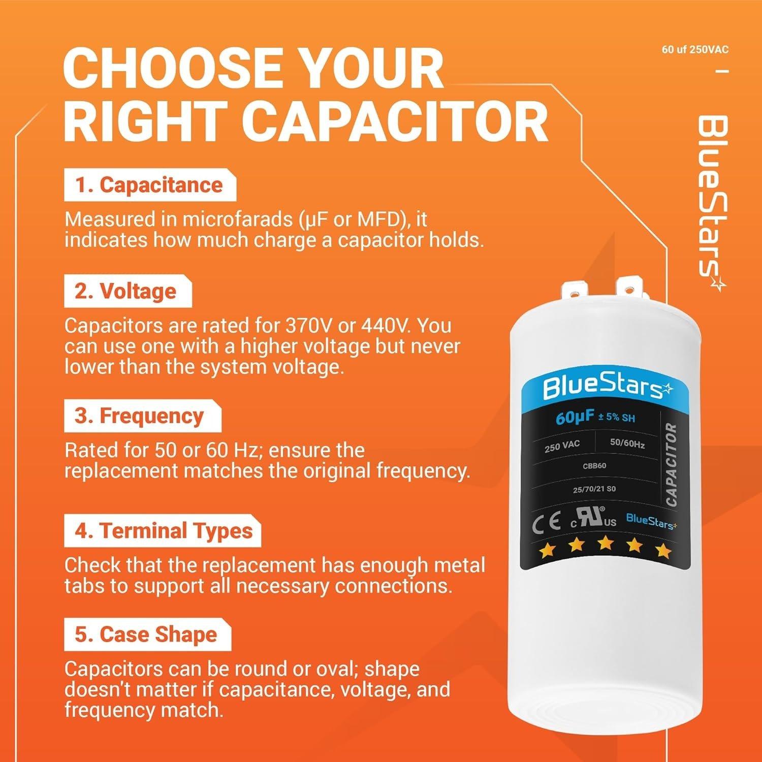 [Lifetime Warranty] [UL Listed] CBB60 60 uF MFD Â±5% 250 VAC 50/60 Hz Round Run Start Capacitor - Fits Air Conditioner, Heat Pump, Pool Pump image 2