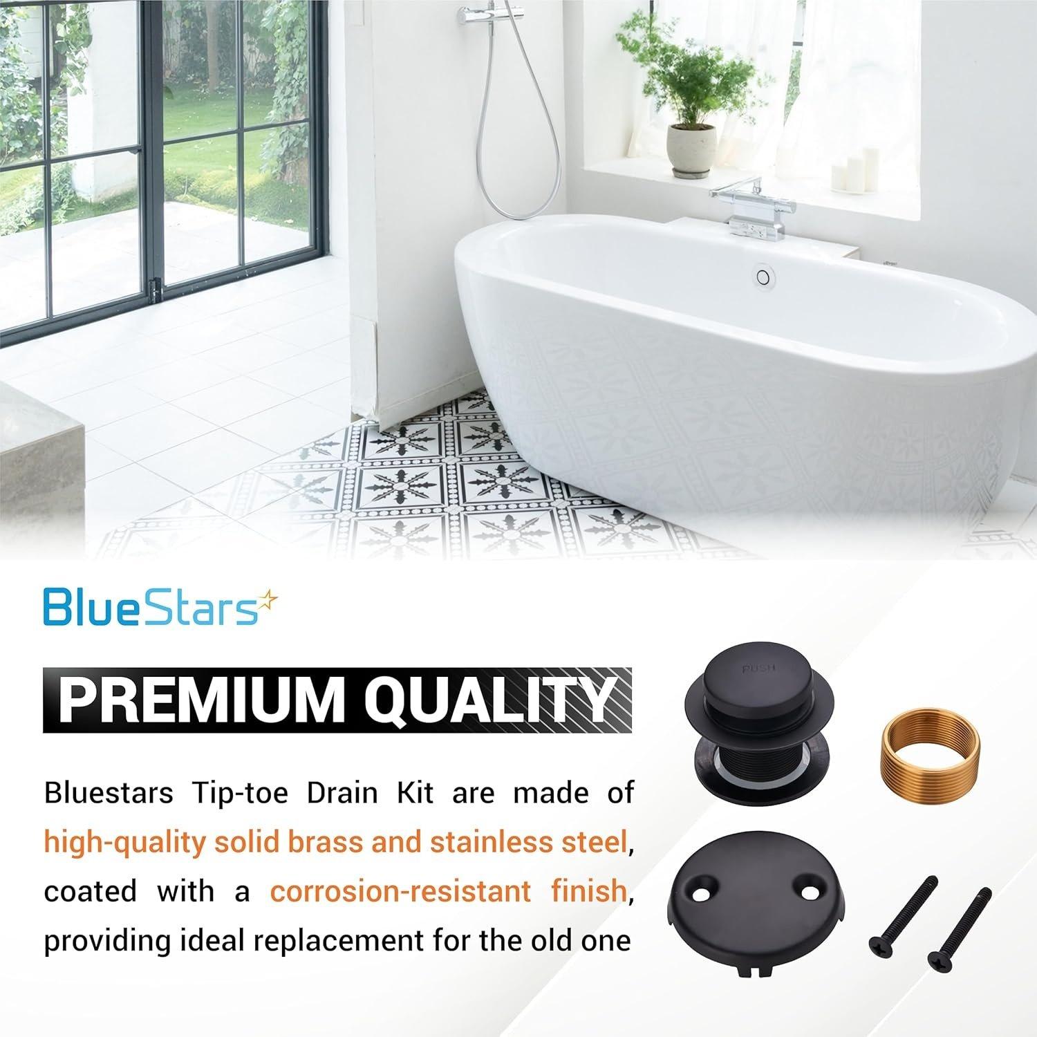 [Lifetime Warranty] Tip-Toe Tub Trim Kit Set with Two-Hole Matte Black image 4