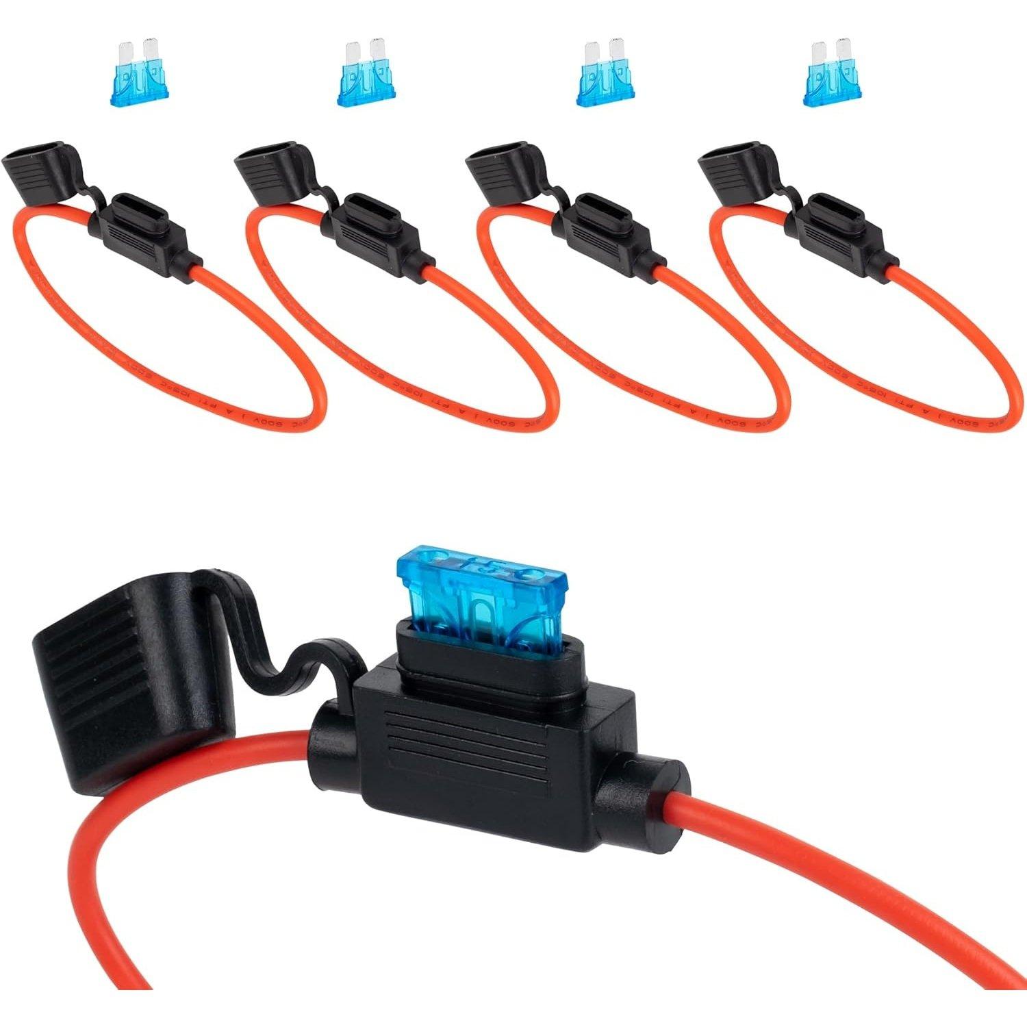 [Lifetime Warranty] 14 Gauge Inline Fuse Holder Tinned Copper Marine Wire Waterproof Pigtail Blade Fuse Block Relay image 0