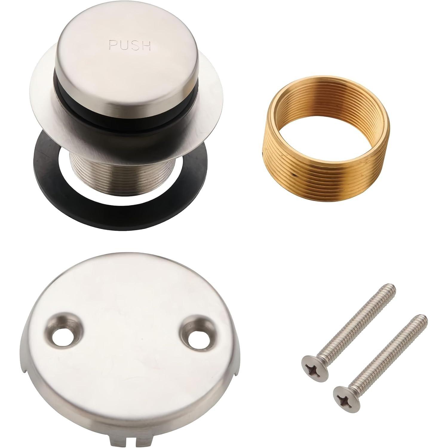 [Lifetime Warranty] Tip-Toe Tub Trim Kit Set with Two-Hole Overflow Faceplate - Fits US Standard Sizes 1.40â€-1.50â€ - Nickel image 0