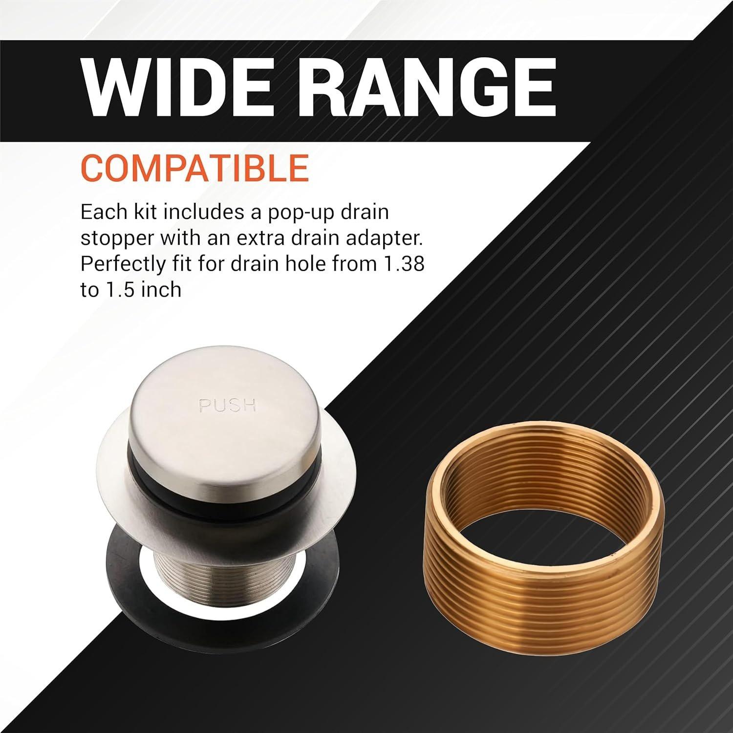 [Lifetime Warranty] Tip-Toe Tub Trim Kit Set with Two-Hole Overflow Faceplate - Fits US Standard Sizes 1.40â€-1.50â€ - Nickel image 2